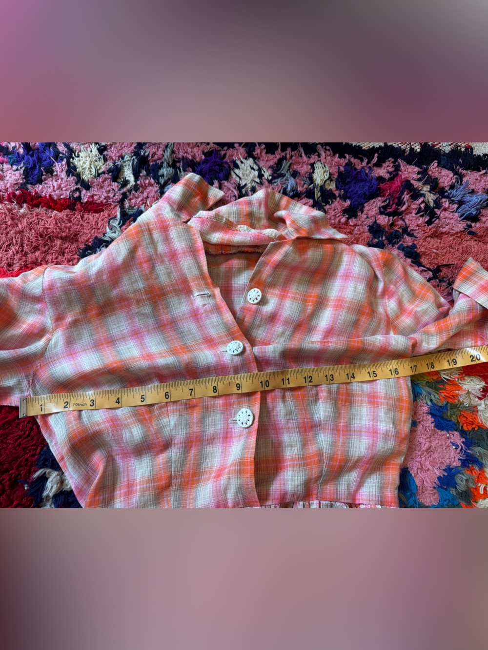 50s-60s Vintage Pink Plaid Shirtwaist Dress Sz Xs - Picture 4 of 6